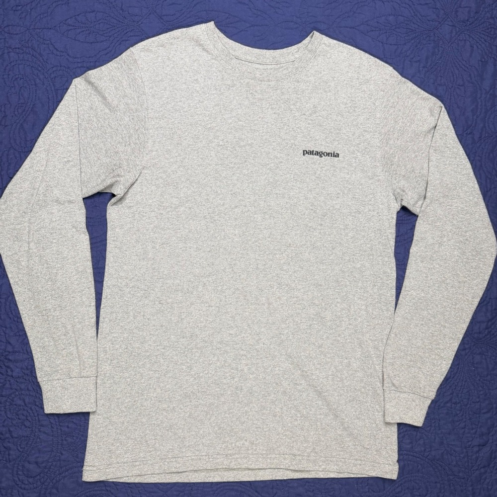 Patagonia P-6 Logo Responsibili-Tee Gray Long Sleeve Shirt Mens S Regular Fit